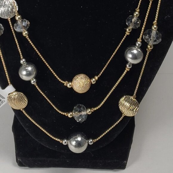 Layered Gold & Silver Beaded Necklace — Multi‑Strand Statement Fashion Jewelry - Picture 4 of 10